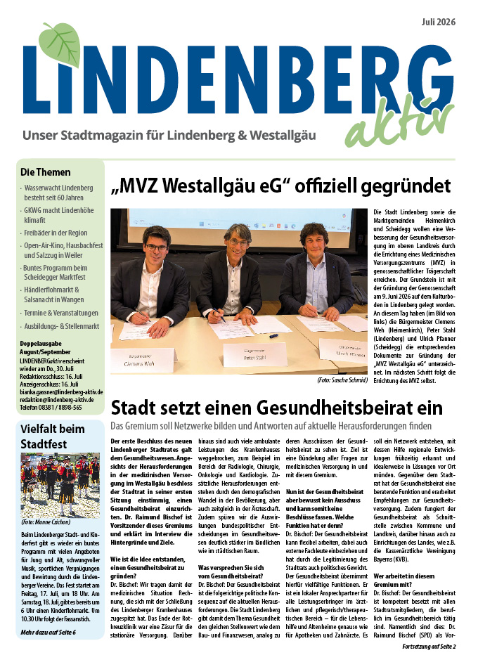 Lindenberg aktiv Aktuelle Ausgabe Titelseite